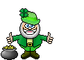 Leprechaun with pot of gold and two thumbs up
