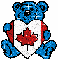 Little blue bear with I love Canada heart animated gif