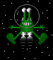 little green alien hanging around in space