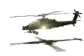 Military helicopter flying near ground animated gif