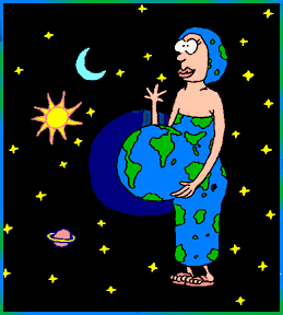 Mother Earth holding Earth in space