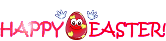 Moving animated Easter Egg waving hands Happy Easter banner