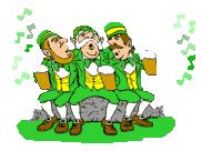 Moving animated Irishmen drinking green beer singing