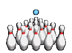Moving animated bowling strike clearing pins from alley