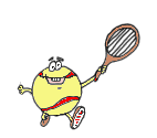 Moving animated cartoon picture of tennis ball running