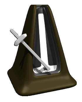Moving animated clip art picture of plastic metronome 60 BPM