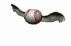 Moving animated flying baseball with wings