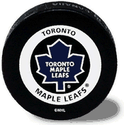 Moving animated gif of spinning Toronto Maple Leafs hockey puck