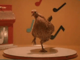 Moving animated picture of chicken dancing gif