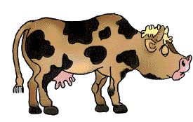 Animated clip art image of cow eating grass