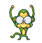 Moving animated-illustration of green dancing monkey