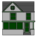 Animated clip art picture of home with lights  flashing on and off