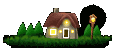 Small picture of little house with streetlight going on and off