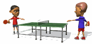 Moving animated picture of little ping pong players
