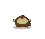Moving animated picture of little round bouncing monkey