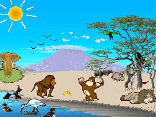 Moving animated picture of monkey scene