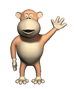 Moving animated picture of monkey wave to you