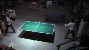 Moving animated picture of ping pong match