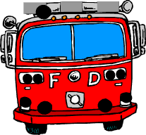Moving flashing cartoon fire truck animated gif