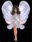 Moving image fairy in white dress waving wings slowly gif animation