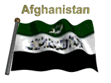 Afghanistan flag flapping on flag pole with word "Afghanistan" spinning over animation