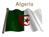 Algeria flag flapping on flag pole with word "Algeria" spinning over animation