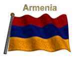 Armenia flag flapping on flag pole with word "Armenia" spinning over animation