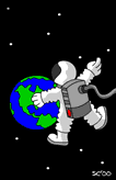 Astronaut on space walk looking at Earth animated gif