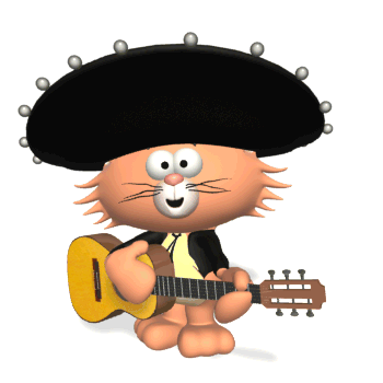 Spanish cartoon cat playing guitar animated gif