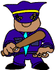 Moving picture cop swinging his billy club animated gif