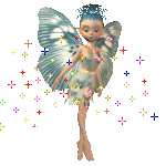 Moving picture fairy dancing in fairy dust animated gif
