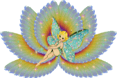 Moving picture fairy on lily pad animated gif