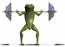 Moving picture frog lifting weights animated gif