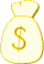 Moving picture glowing money bag gif animation