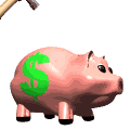 Moving picture hit piggy bank with hammer gif animation