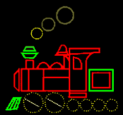 Moving picture neon steam engine puffing animated gif
