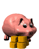 Moving picture piggy bank feeding itself gif animation
