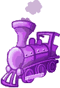 Moving picture purple puffing chugging locomotive animated gif
