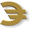 Moving picture spinning gold Euro symbol animated gif