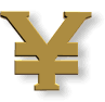 Moving picture spinning gold Yen symbol animated gif