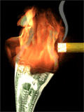 Moving picture lighting cigar with money to burn gif animation
