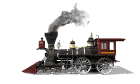 Moving picture steam engine locomotive on tracks animated gif