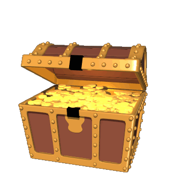 Moving picture treasure chest with shining gold animated gif