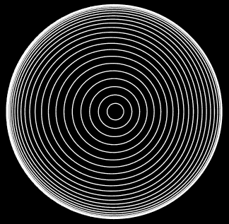 Moving picture with wiggling, wobbling, winding concentric circles gif animation