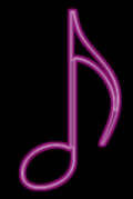 Purple flashing neon musical note animation