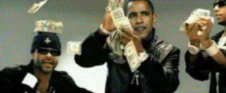 Obama bucks animated gif of President Obama throwing money in the air 