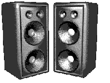 Pair of animated speakers shaking