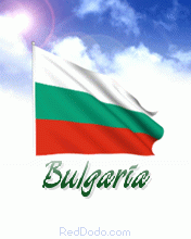 Animated flag of Bulgaria waving in the wind in frront of clouds