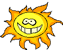 Silly smiling sun shining hard