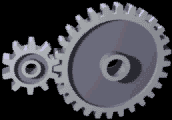 Grey gears running animation